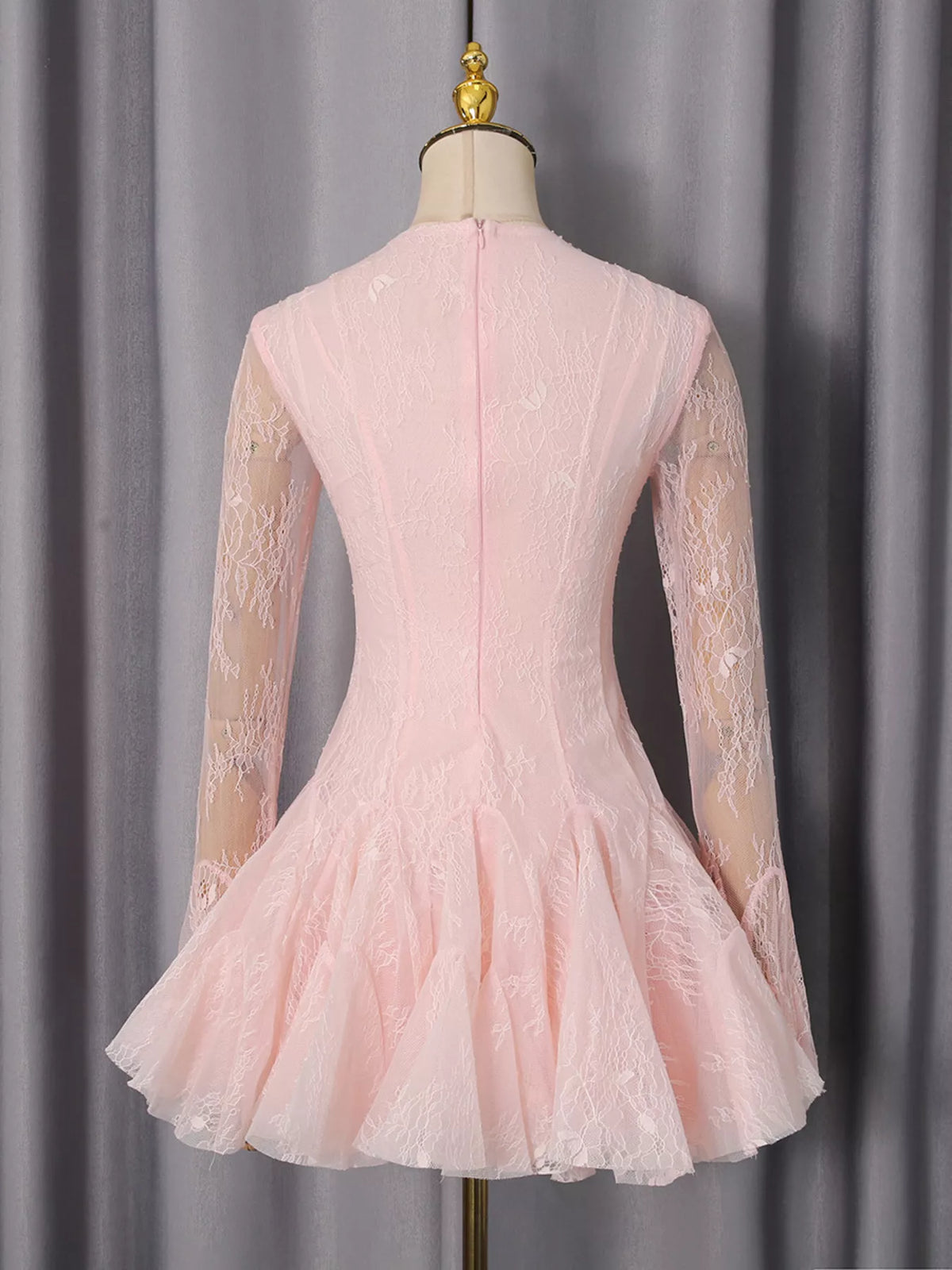 Lace Flare Sleeve Mini Dress in Pink