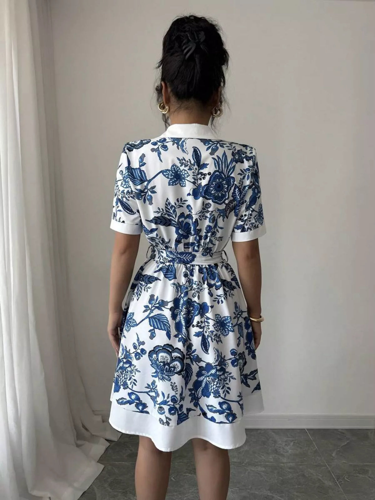 Belted Button-Front Mini Dress