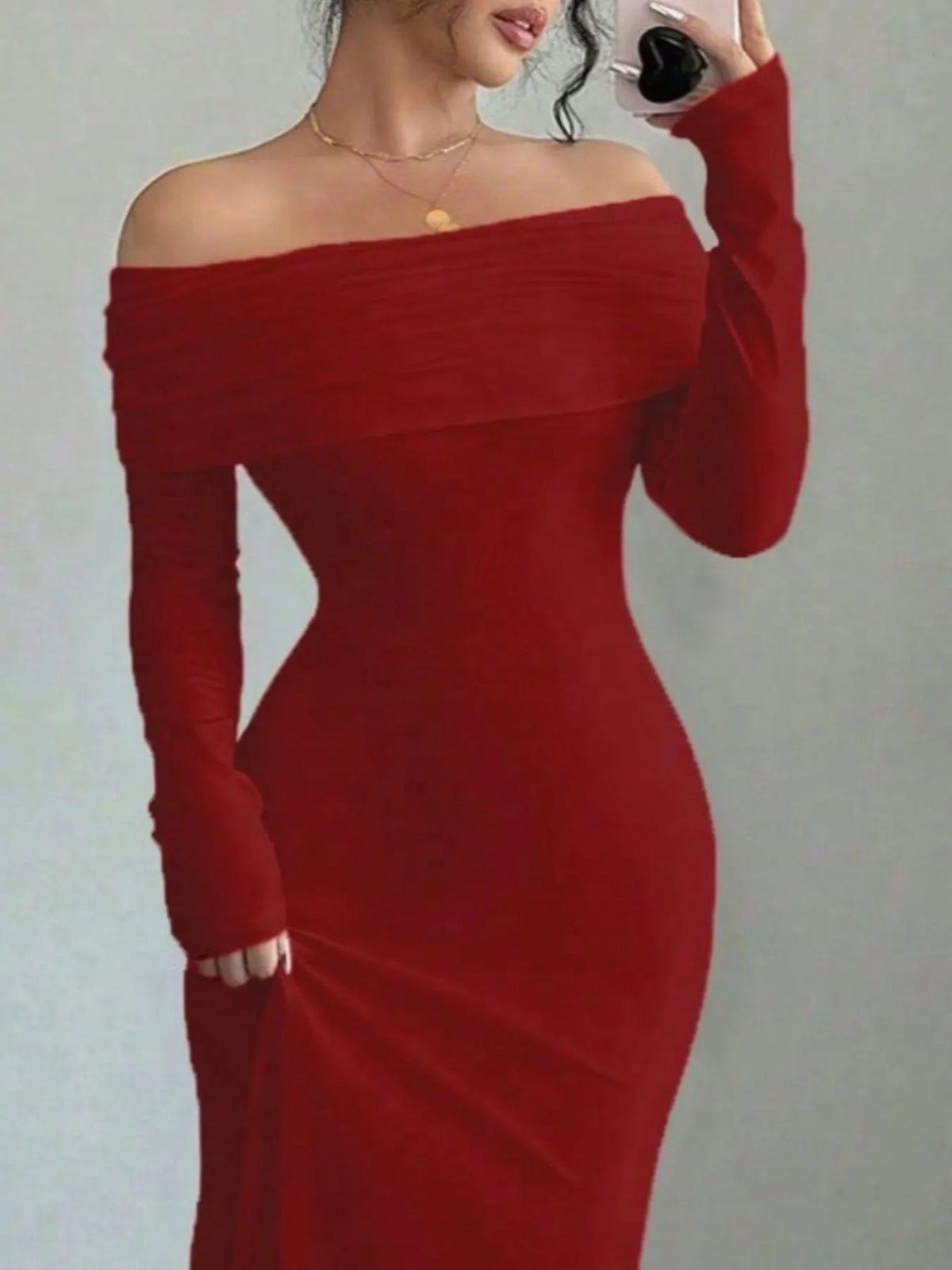 Off-Shoulder Backless Bodycon Maxi Dress
