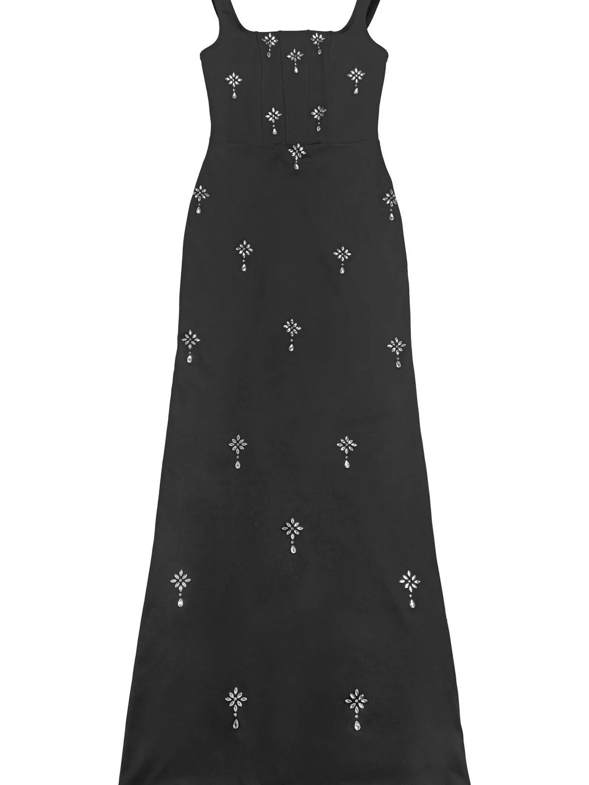 Rhinestone Bodycon Maxi Dress in Black