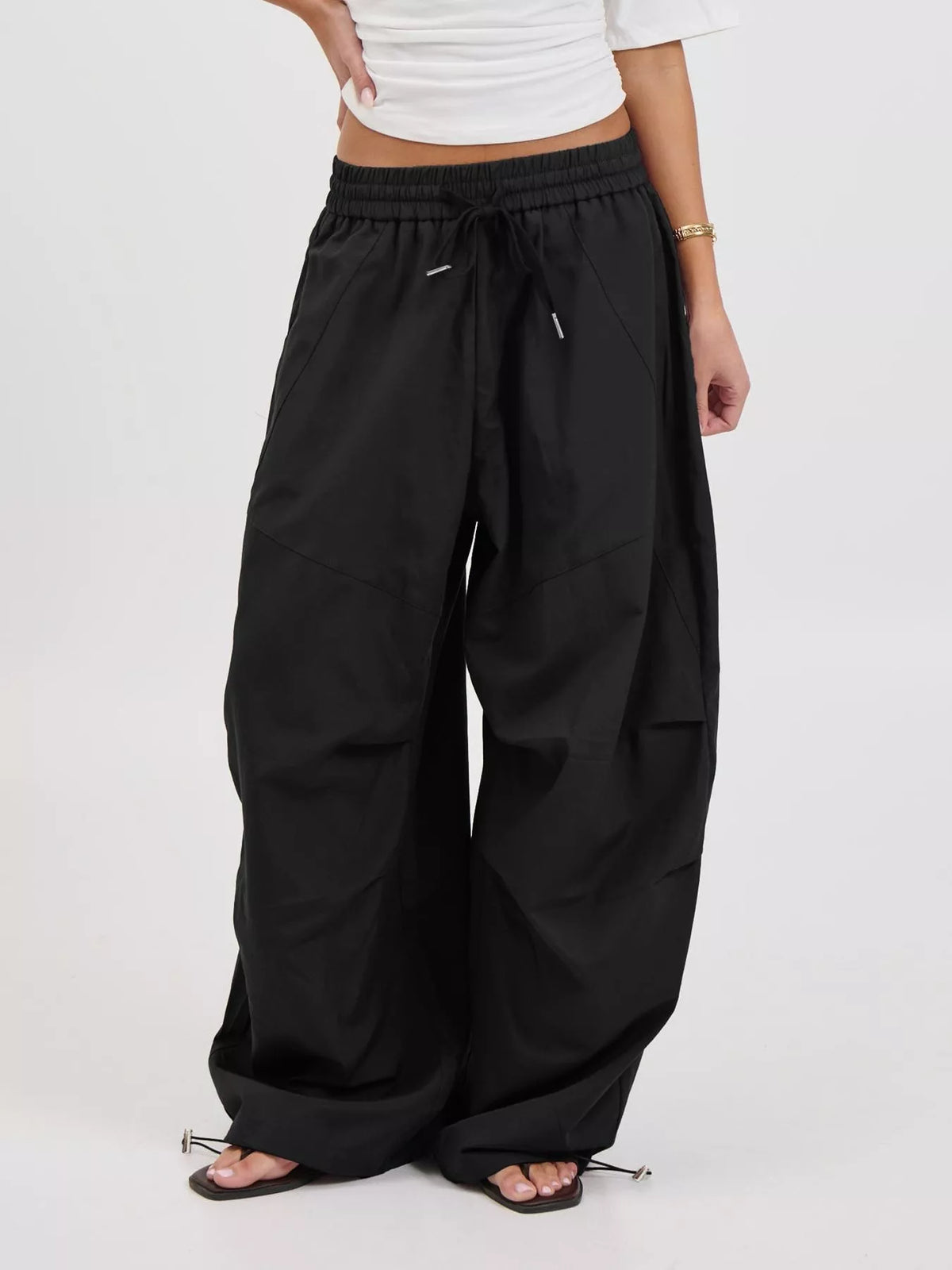 Drawstring Wide Leg Pants