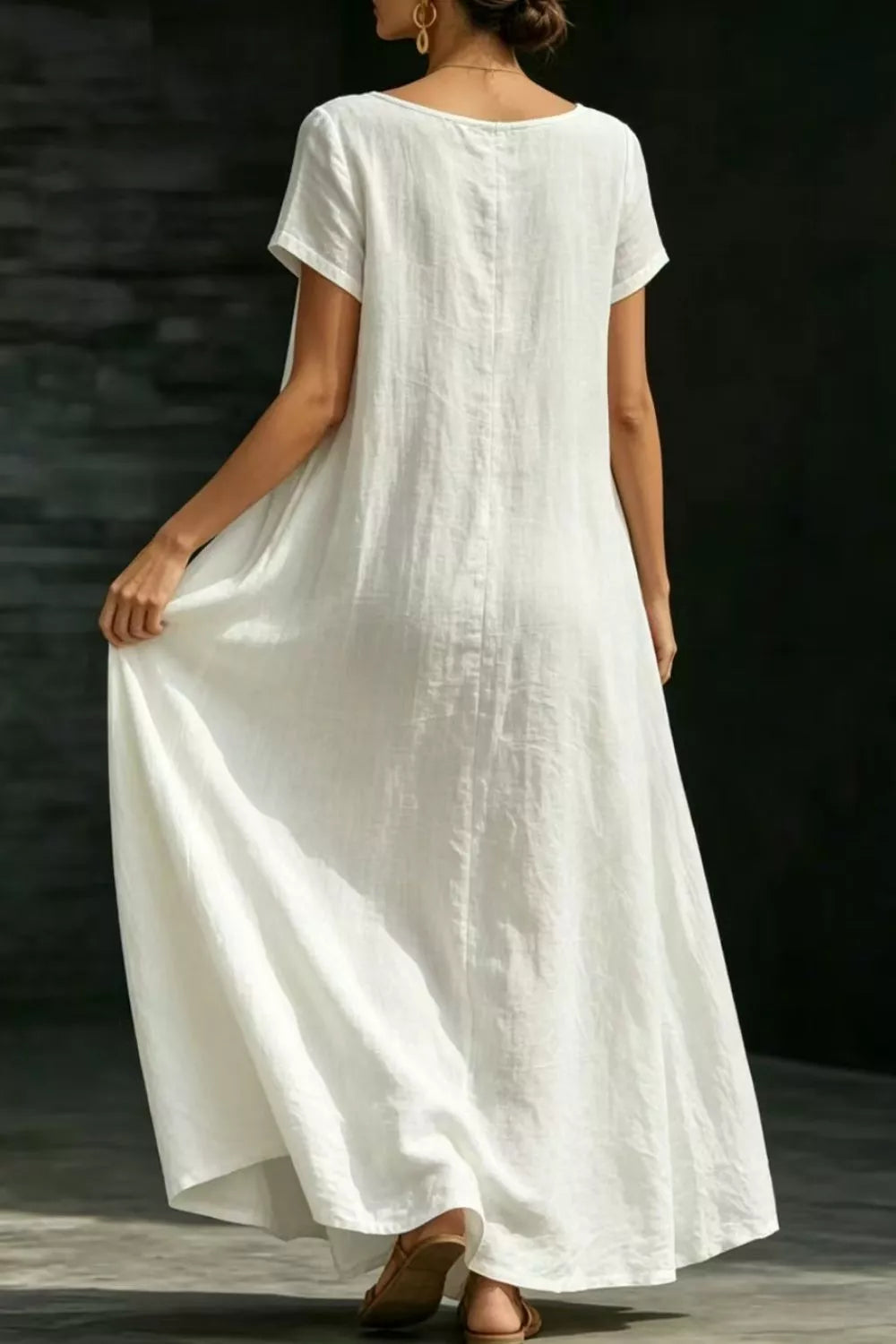 Casual Loose Short Sleeve Maxi Dress with Pockets
