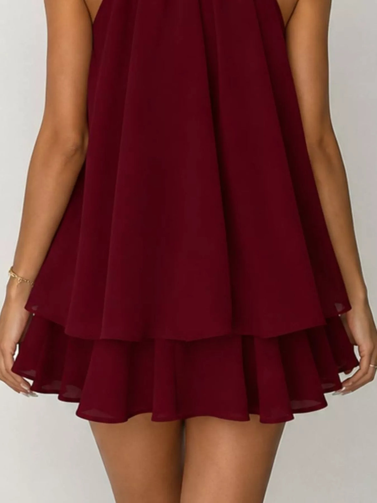 Tied Halter Chiffon Mini Dress