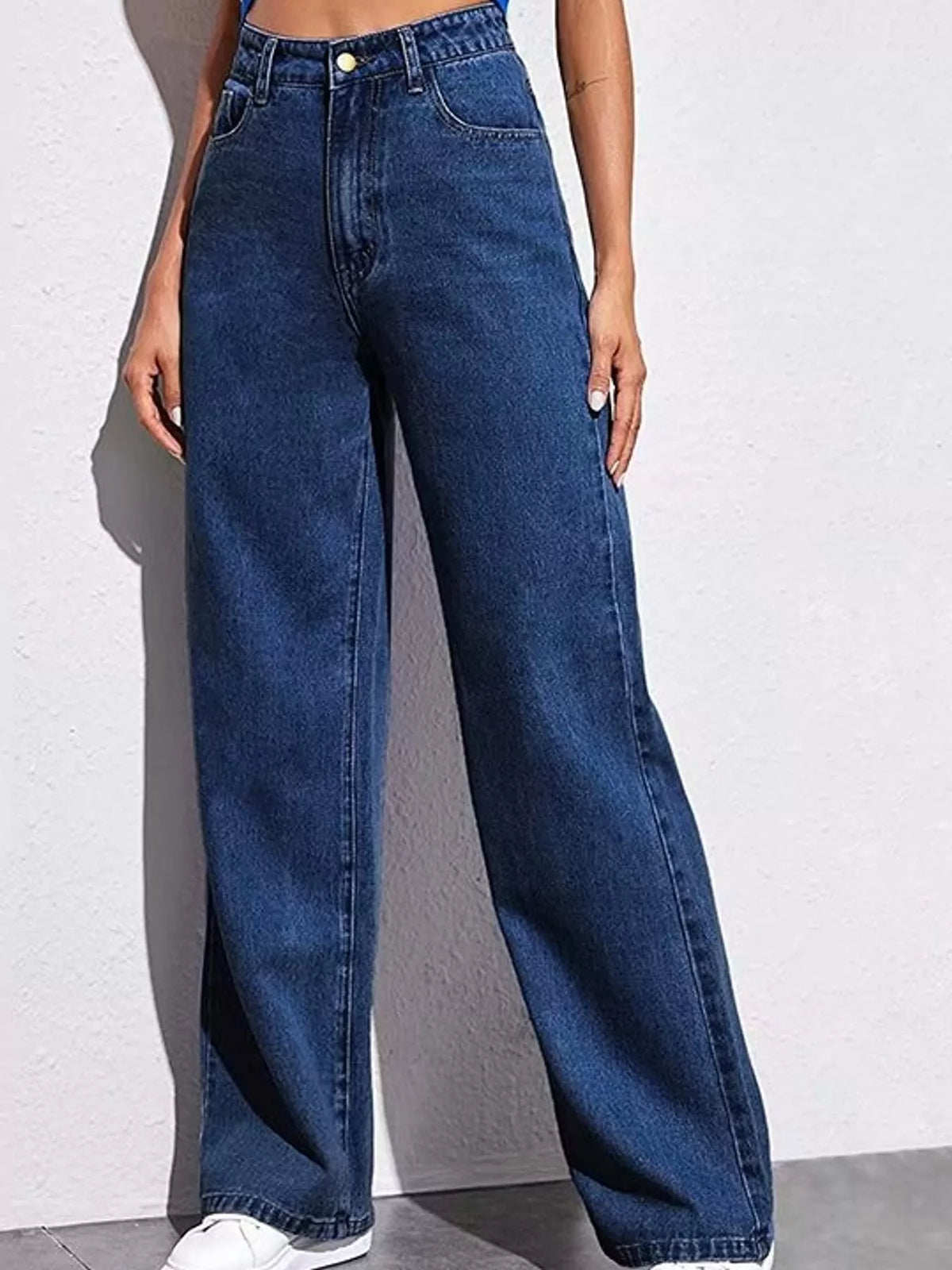 High-Waisted Vintage Wash Jeans