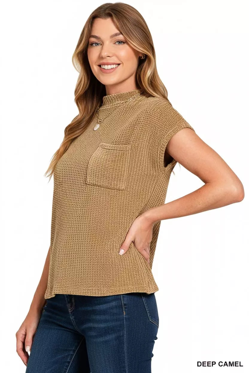 Zenana Chenille Waffle Knit Sweater in Deep Camel