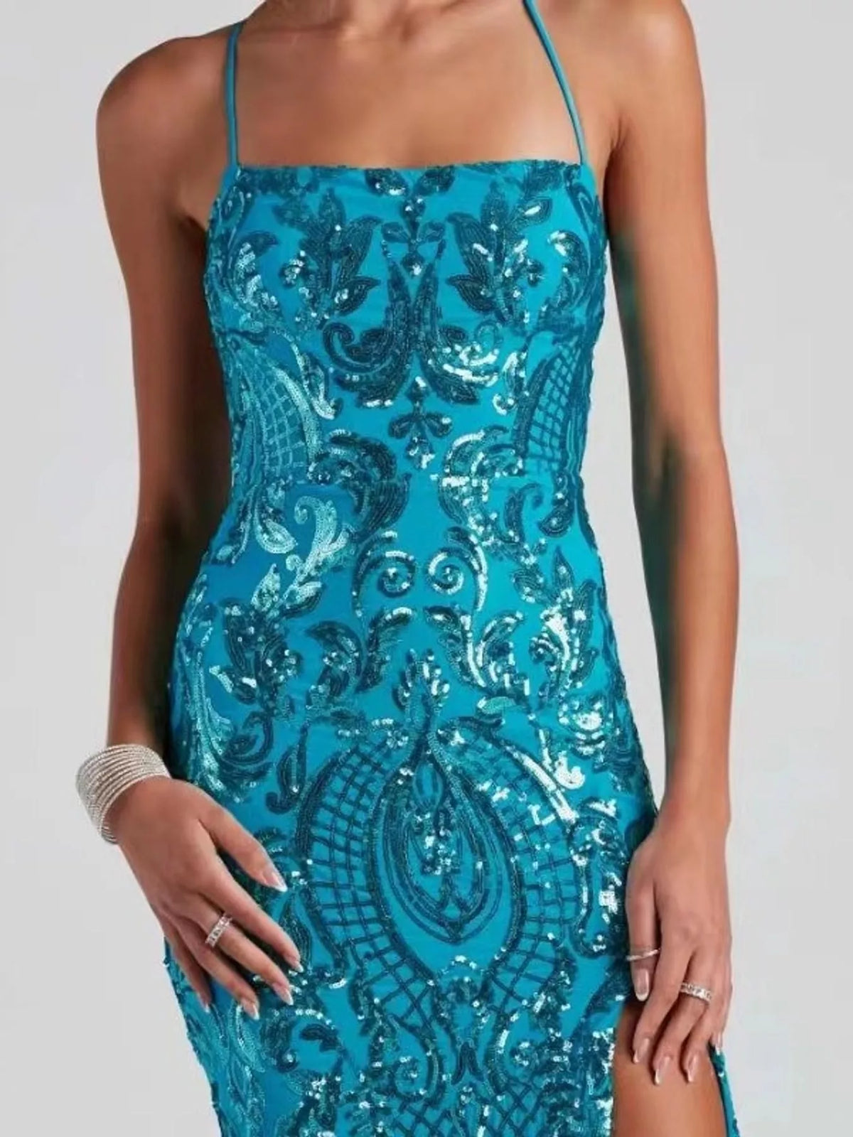 Sequin Bodycon Backless Evening Dress