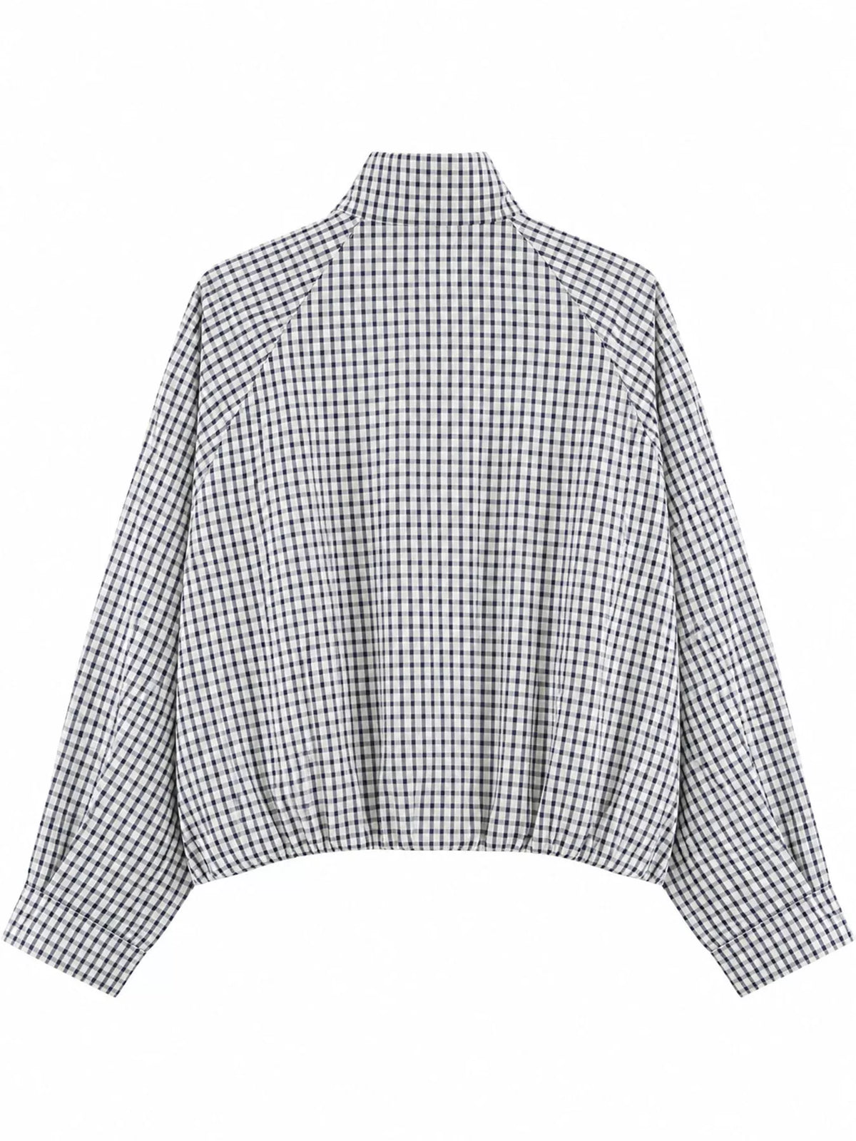 Plaid Stand-Collar Cropped Jacket