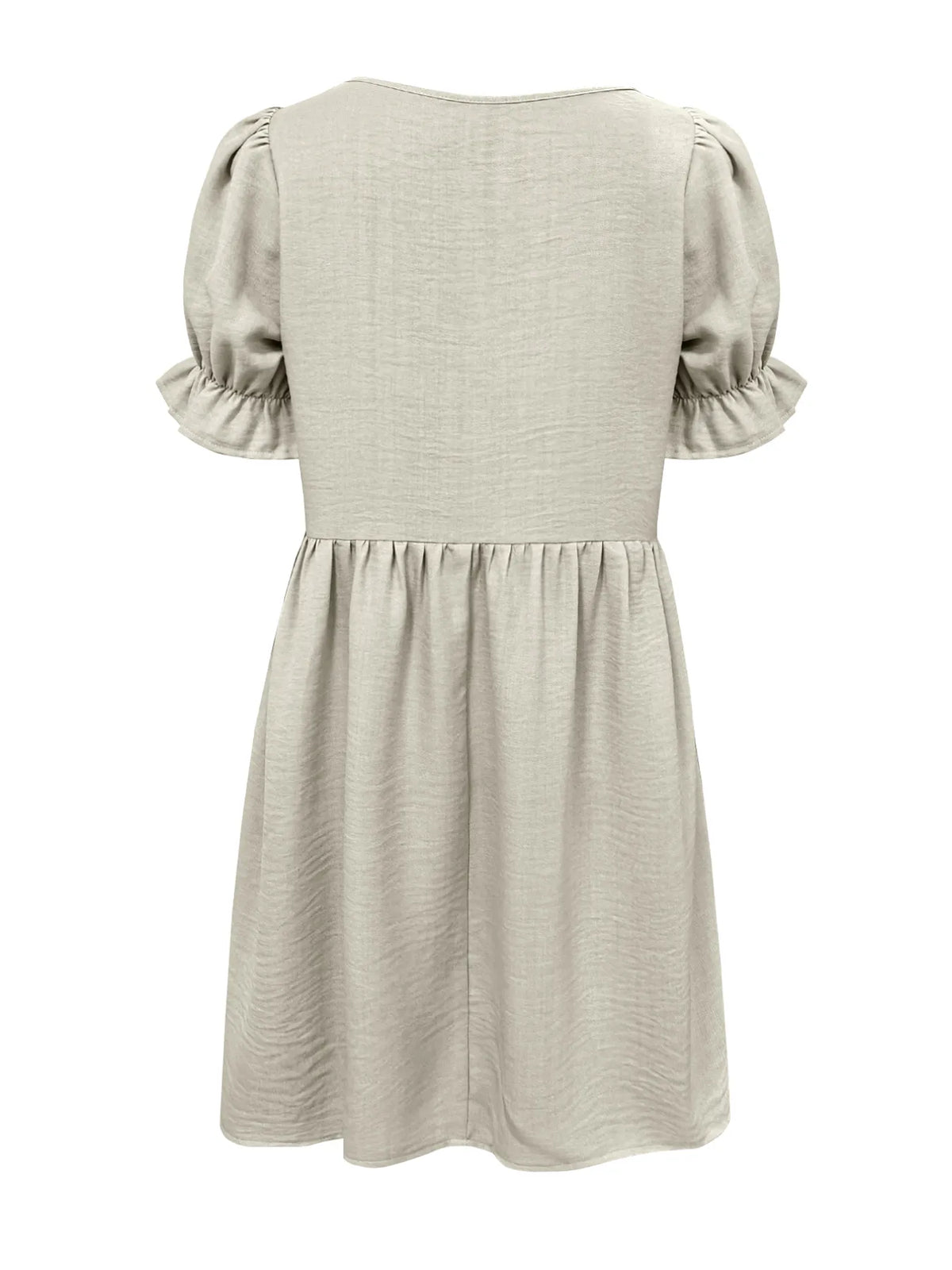 Puff Sleeve Babydoll Dress in Beige