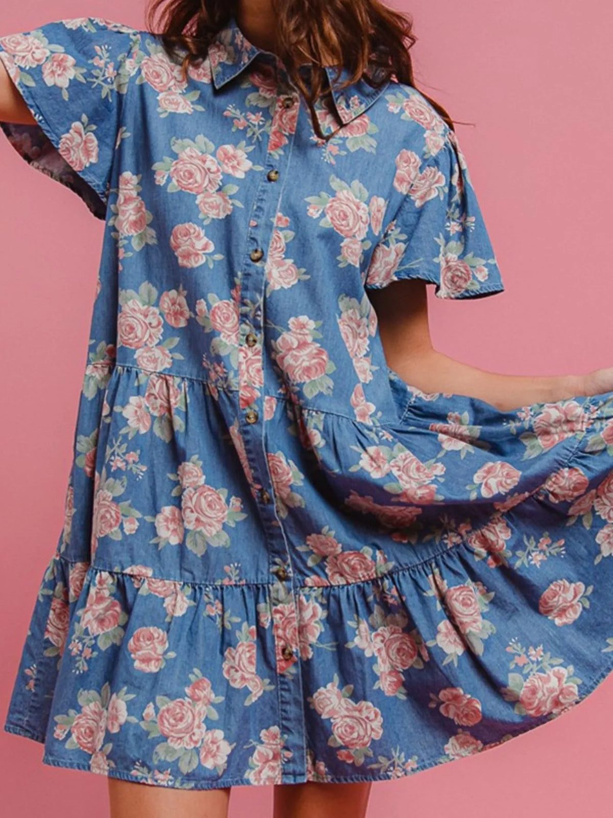Floral Print Tiered Mini Dress