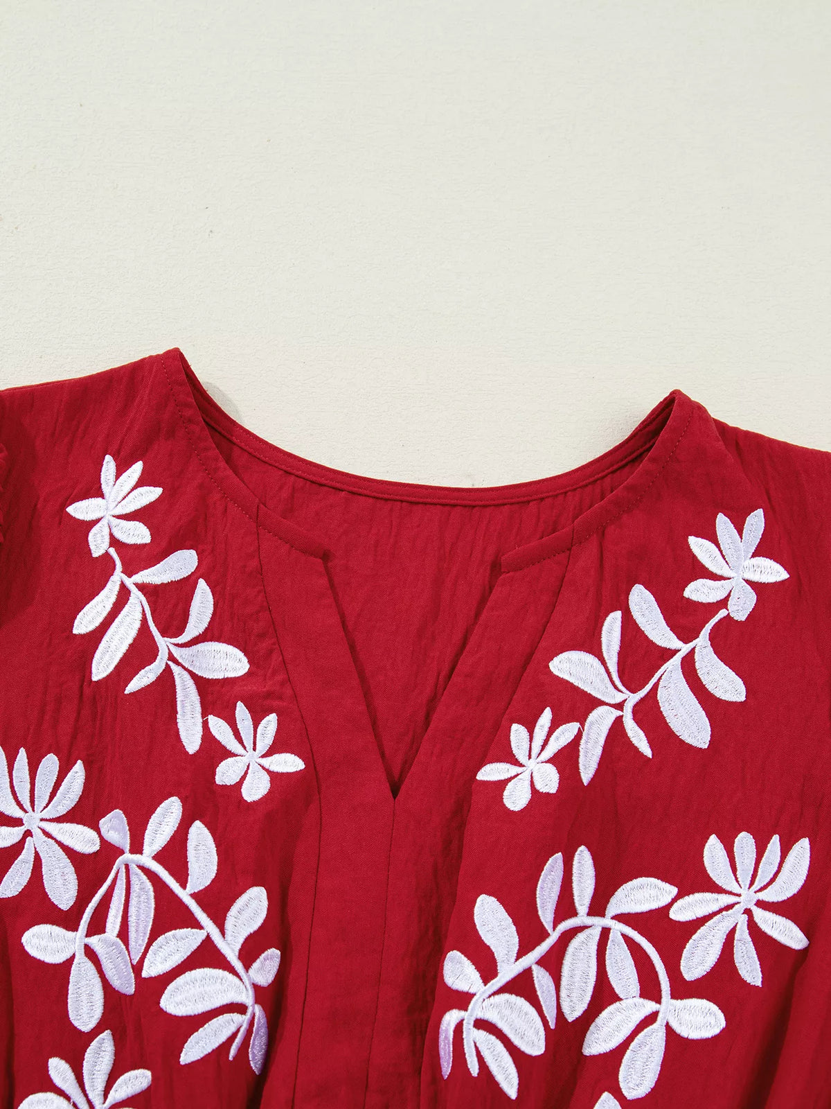 Embroidered Tiered Long Sleeve Maxi Dress in Rust