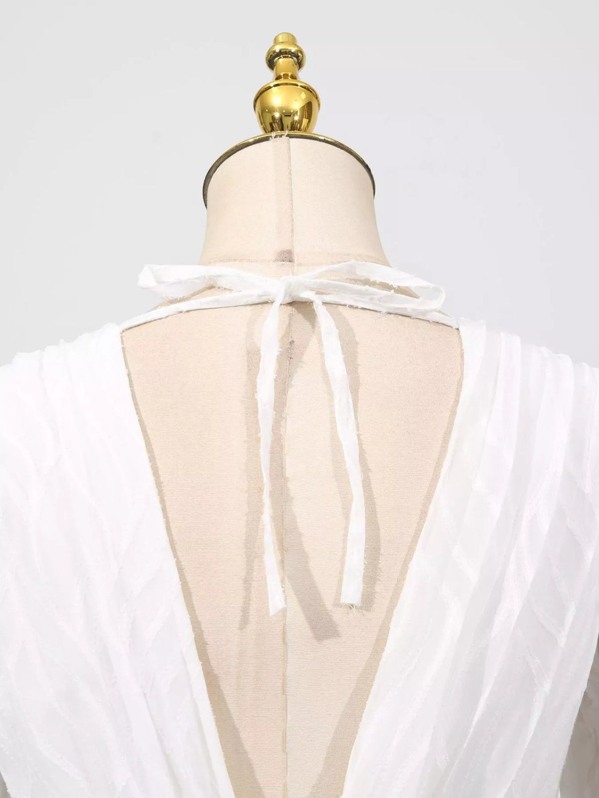 V-Neck Long Sleeve Maxi Dress in White