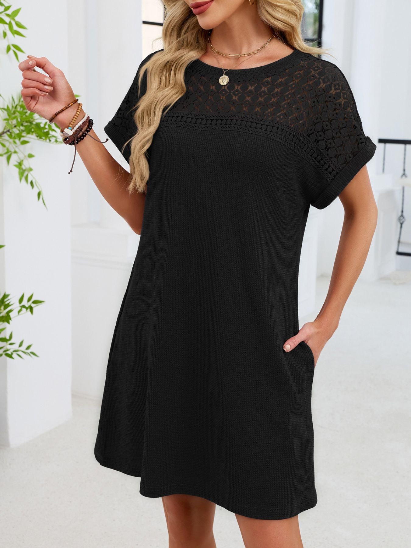 Lace Cutout T-Shirt Dress