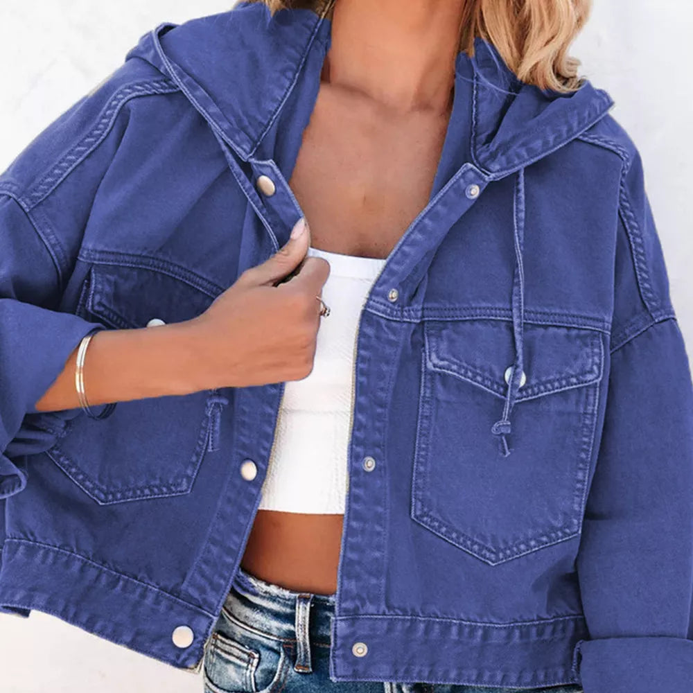 Hooded Dropped-Shoulder Denim Jacket by Y.Y@Denim