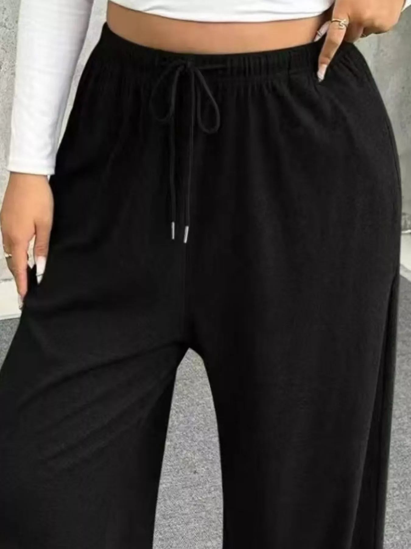 Drawstring Wide Leg Pants