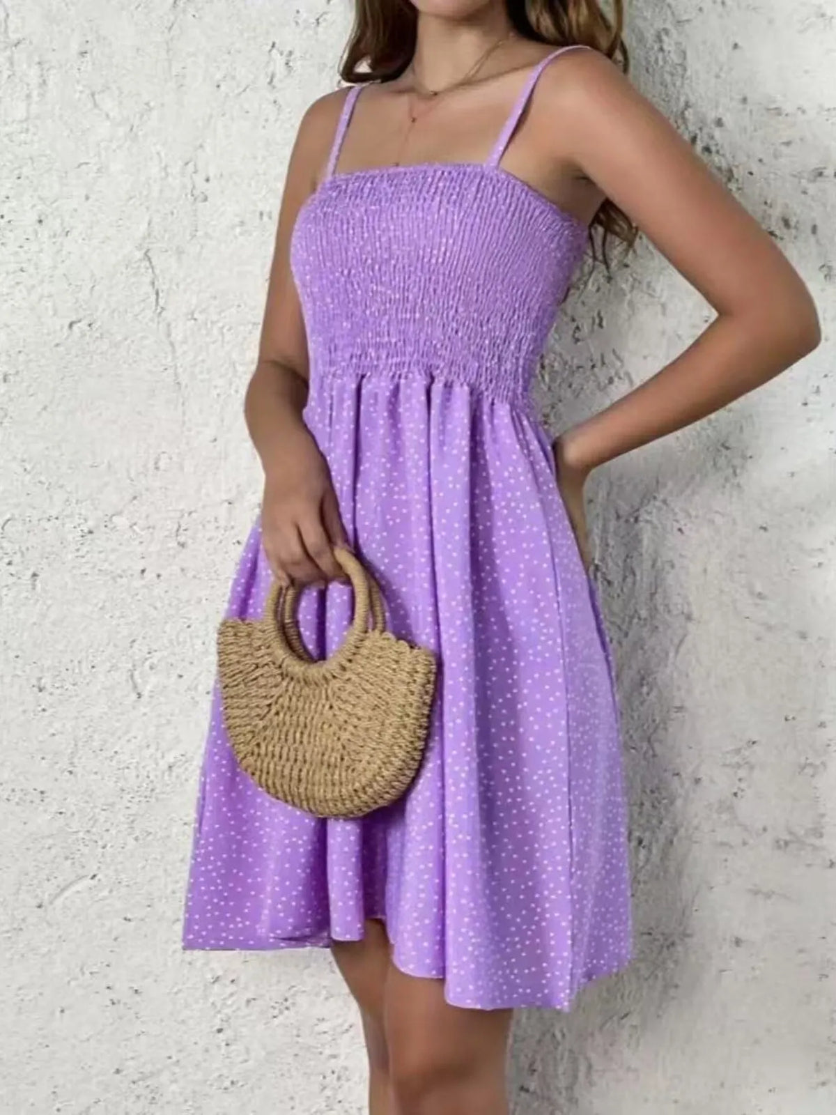 Plus Size Smocked Square Neck Cami Dress