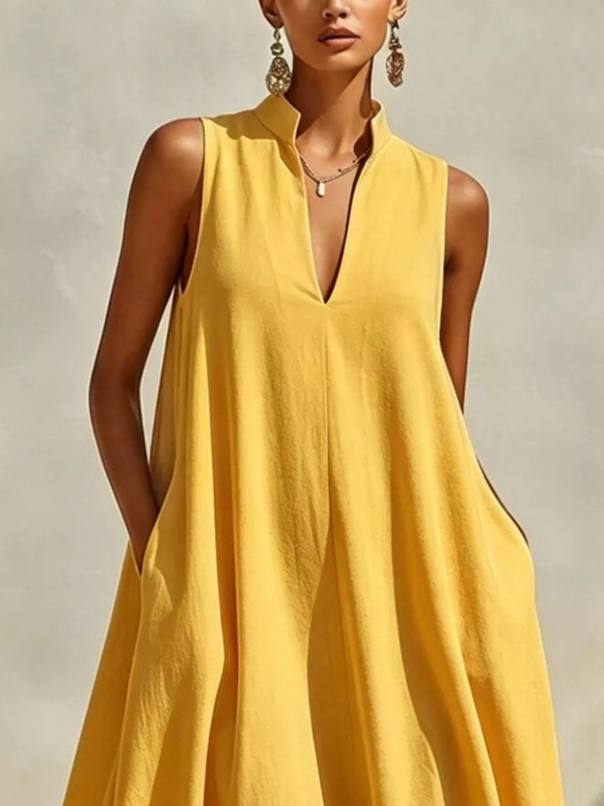 Sleeveless Maxi Dress with Side Pockets