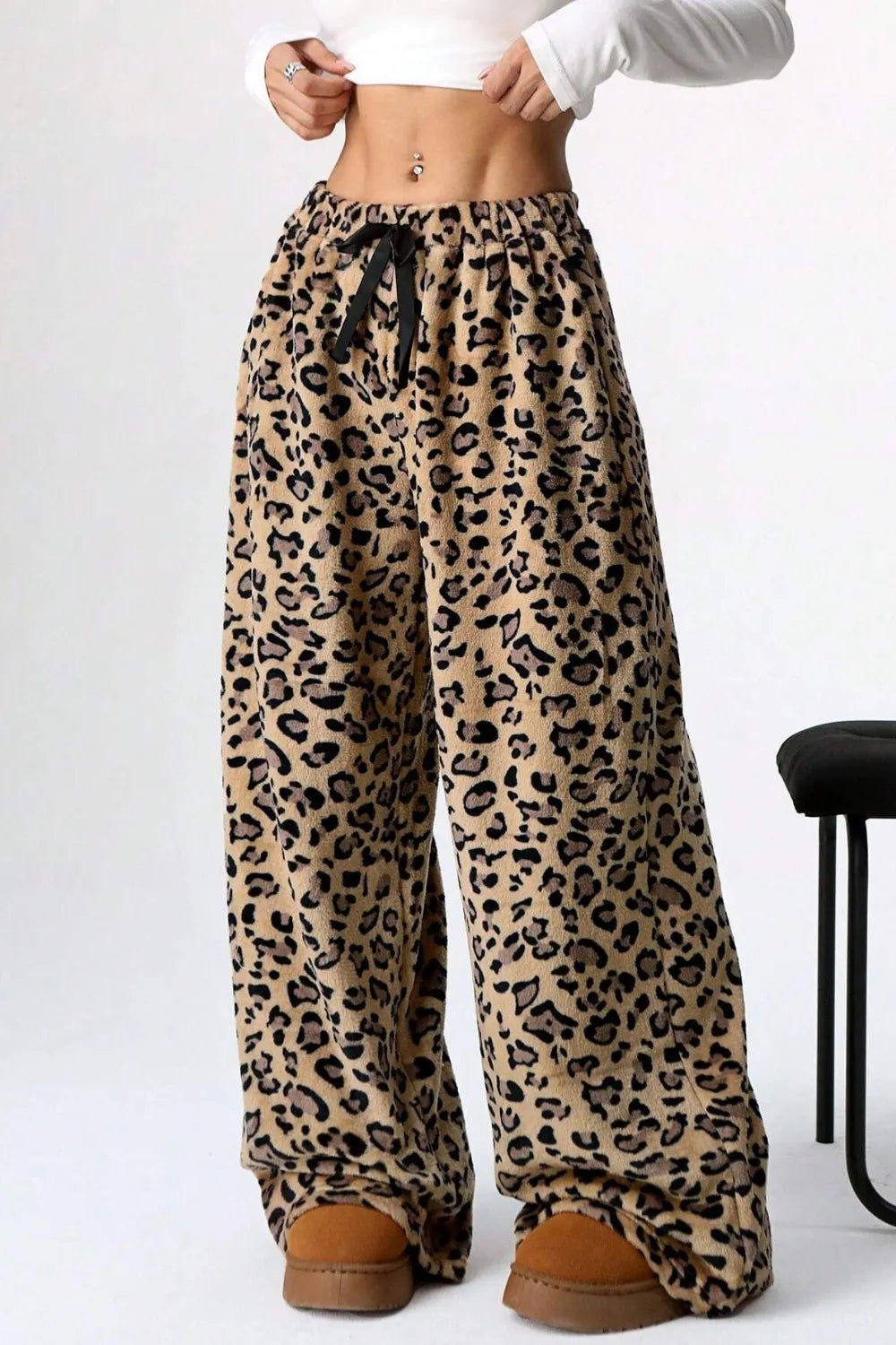 Wide Leg Pants in Leopard Print