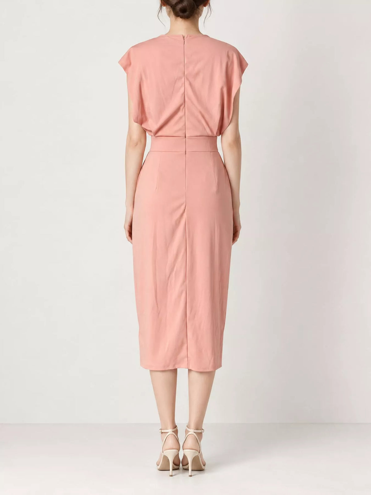 Sleeveless Midi Dress with Gold Button Detail