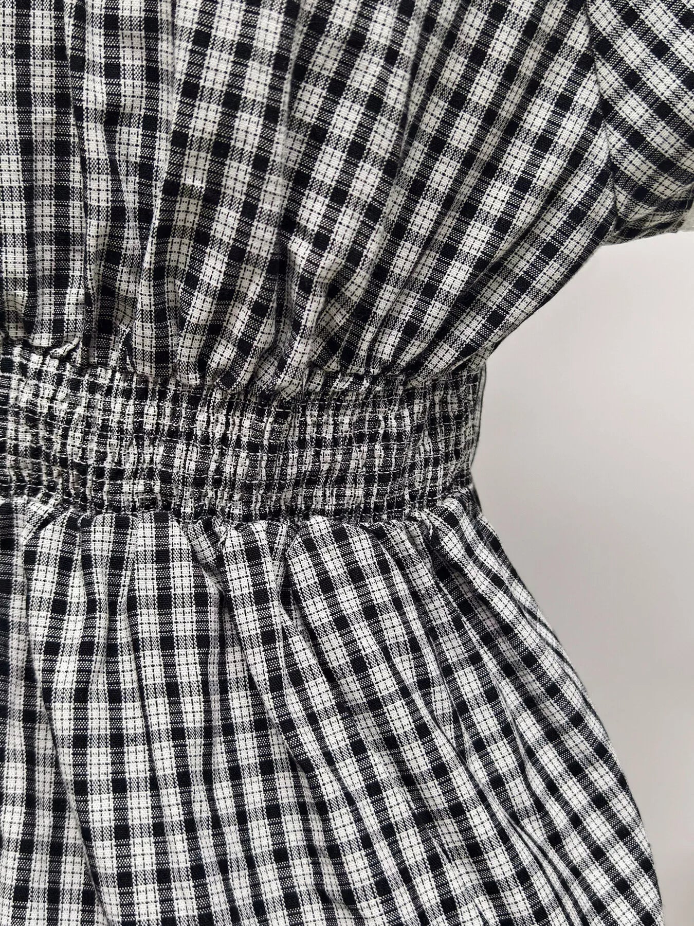 Plaid Short Sleeve Blouse in Black