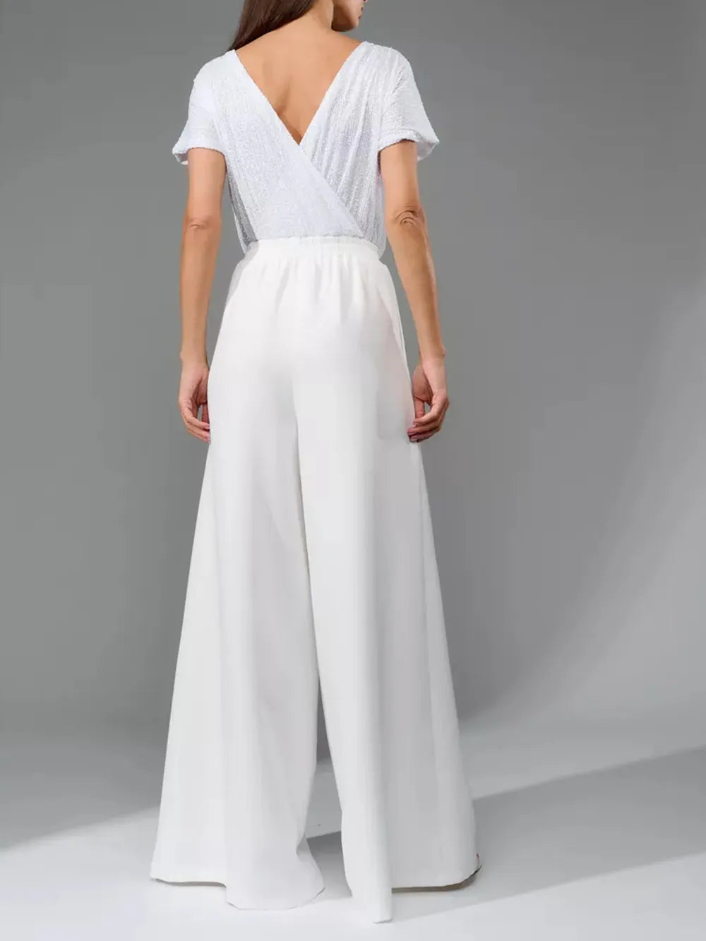 Sequin Round Neck Short Sleeve Jumpsuit, Plus Size