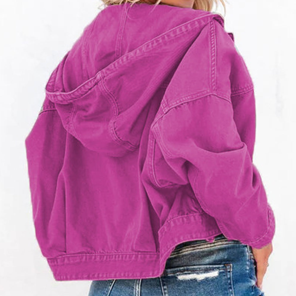 Hooded Dropped-Shoulder Denim Jacket by Y.Y@Denim