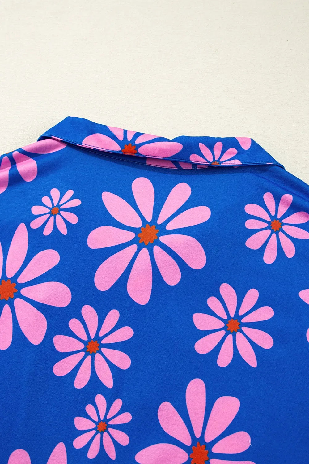 Floral Zip-Collar Drawstring Mini Dress in Blue