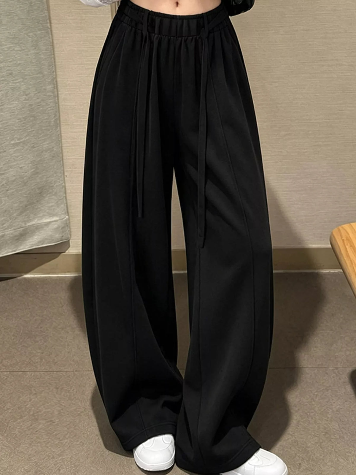 Drawstring Wide-Leg Casual Pants