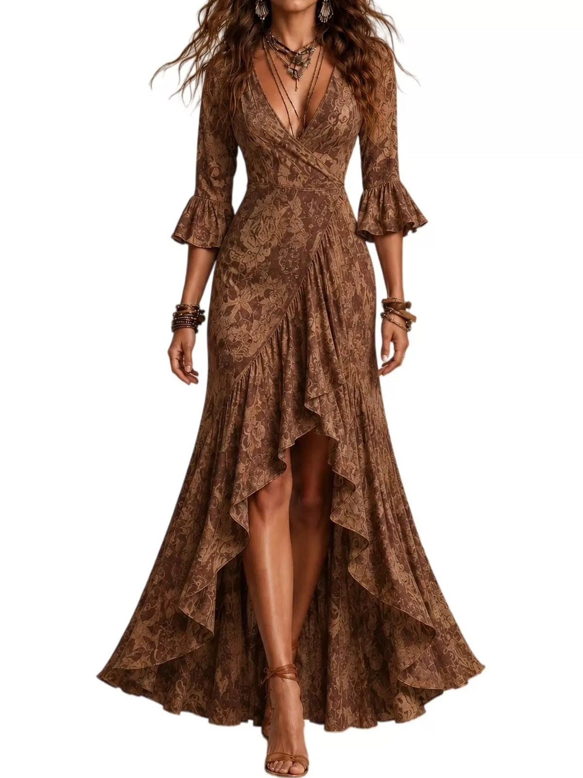 High-Low Ruffled Maxi Dress
