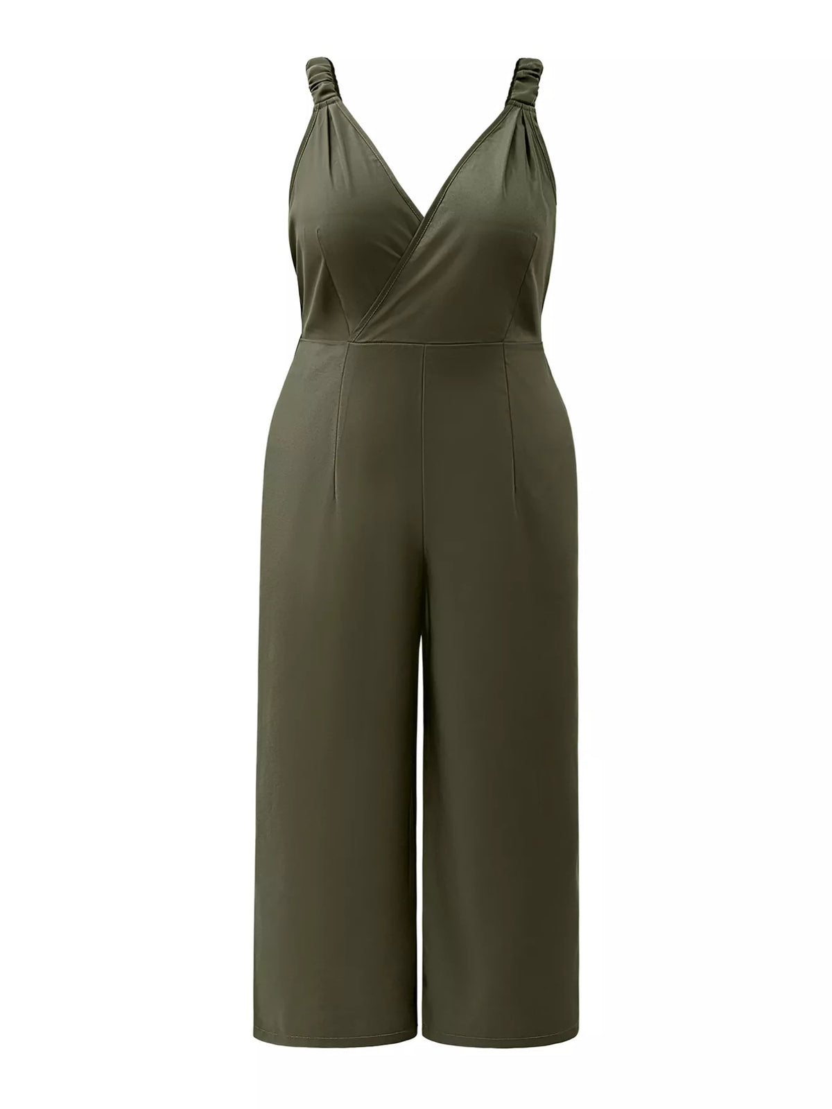 Smocked Wide Leg Jumpsuit in Army Green
