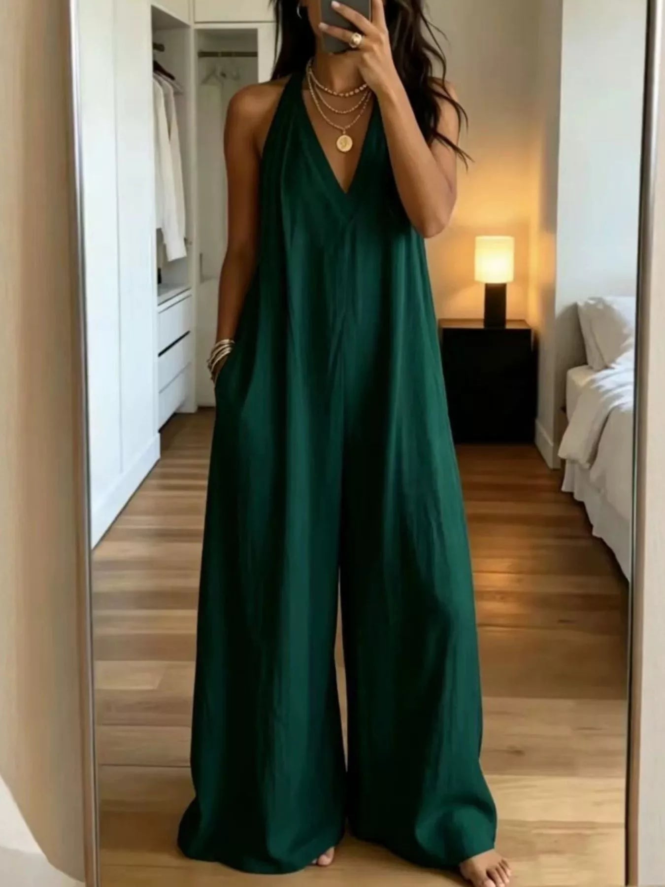 Halter Neck Wide Leg Jumpsuit