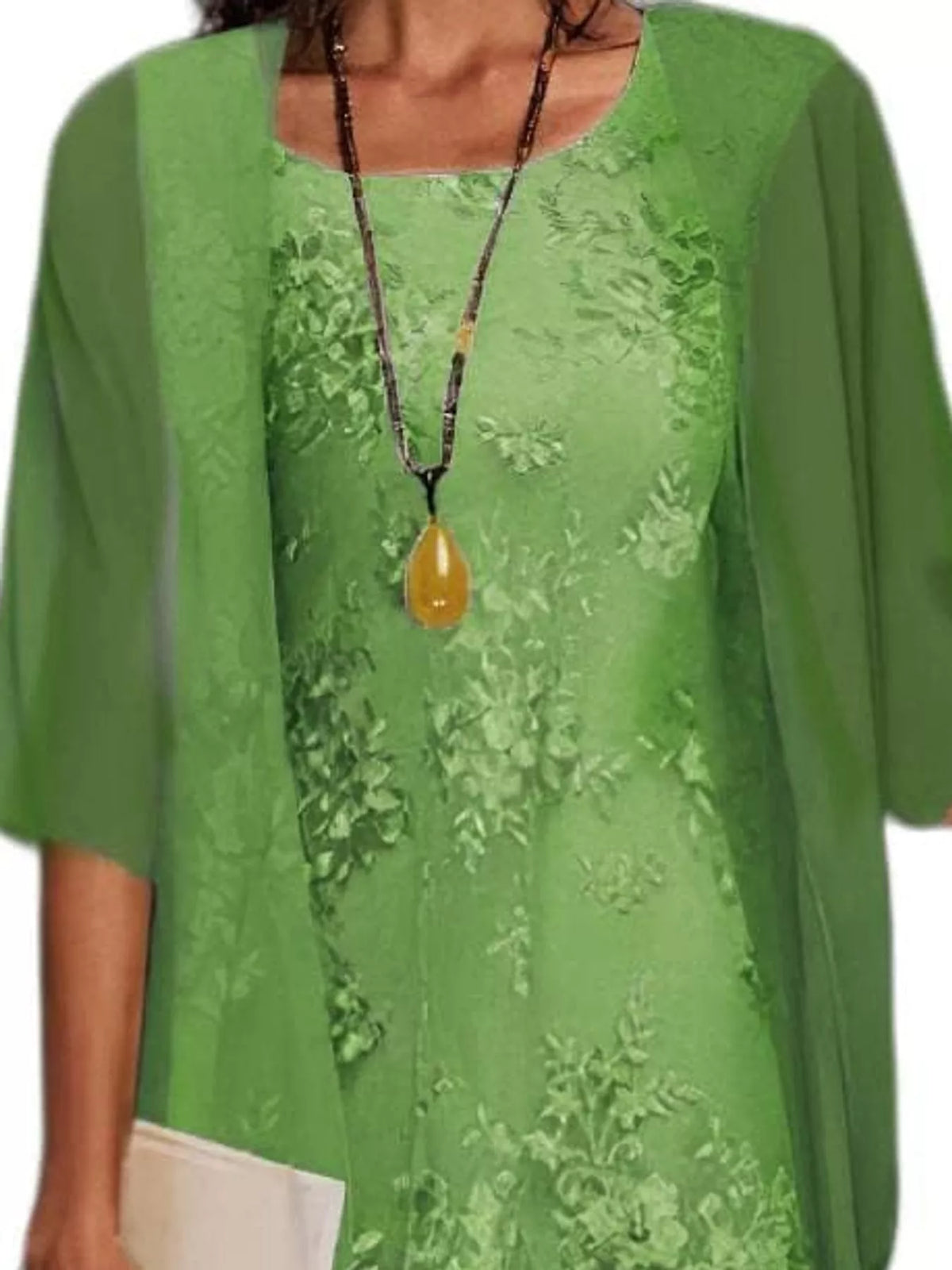 Lace Overlay Dress and Chiffon Cardigan Set