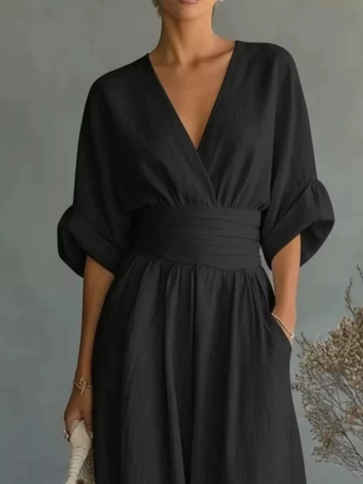 Half Sleeve Wide-Leg Jumpsuit