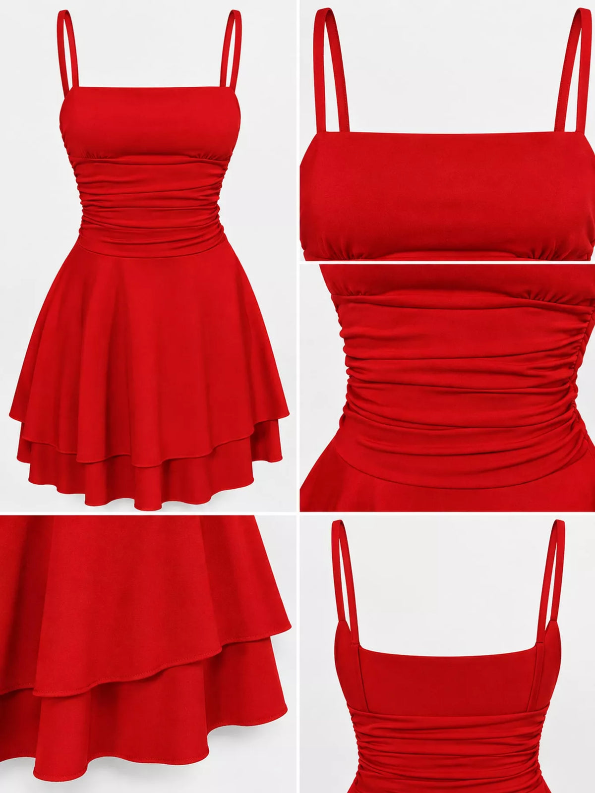 Ruched Spaghetti Strap Mini Dress