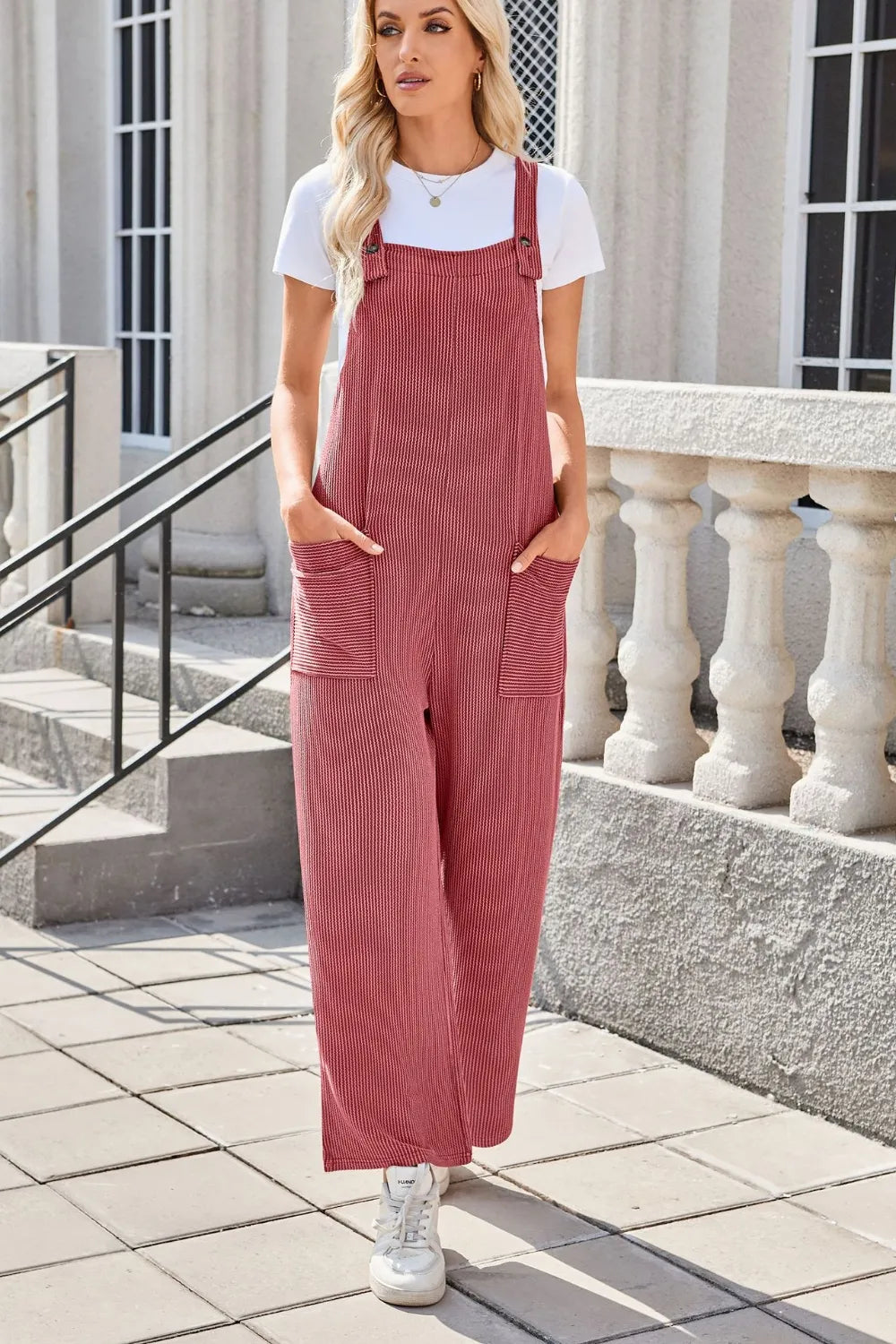 Square Neck Wide Strap Overalls