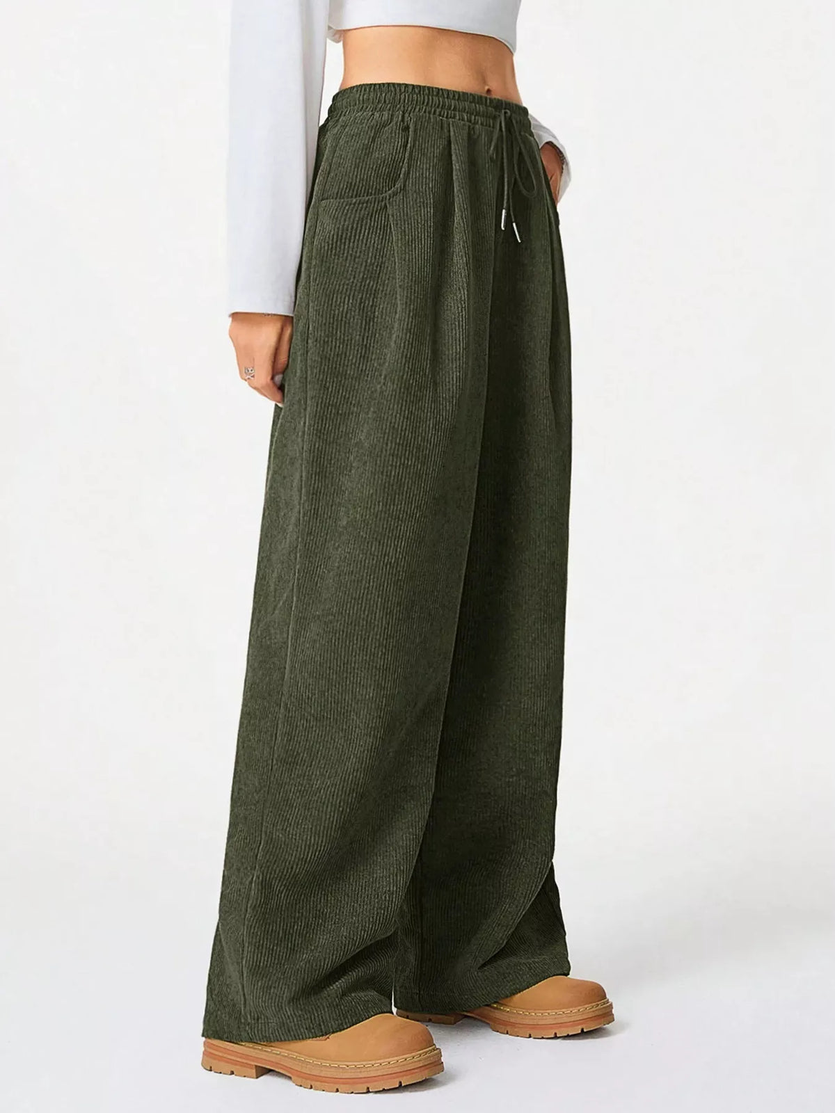 Relaxed Corduroy Pants with Drawstring