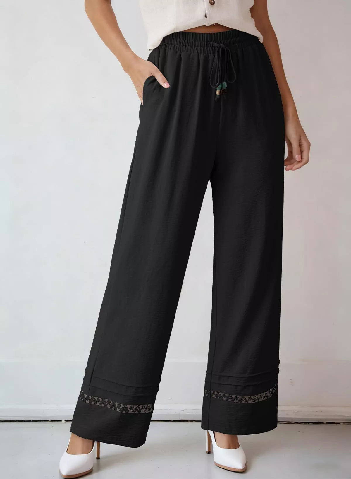 Tie-Waist Wide-Leg Pants
