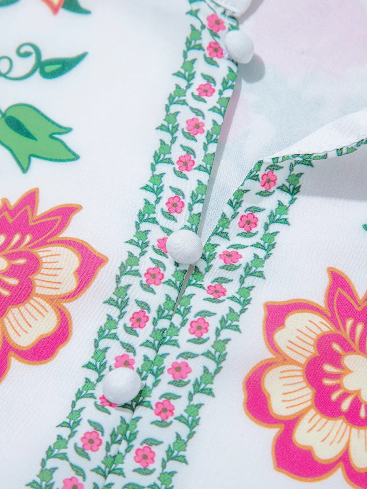 Floral Mandarin Neck Maxi Dress in White