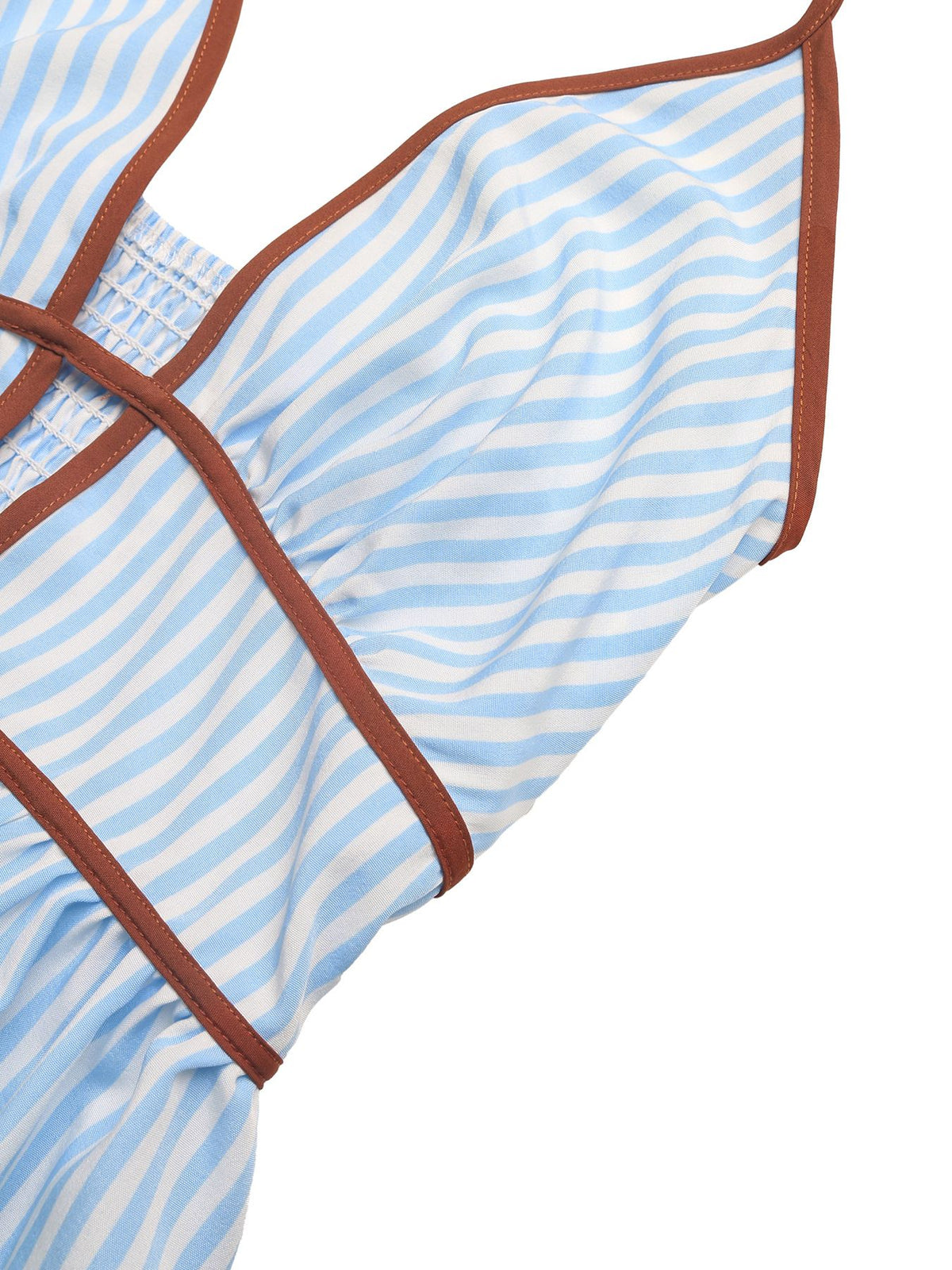 Striped Halter Neck Maxi Dress with Contrast Trim