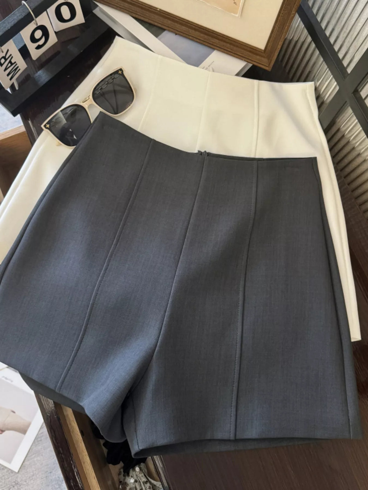 High Waist Shorts with Zip Closure