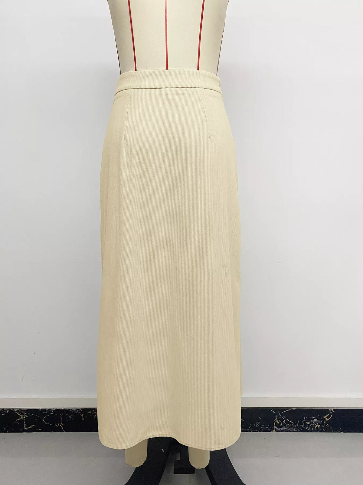 High Waist Pleated Midi Skirt in Khaki