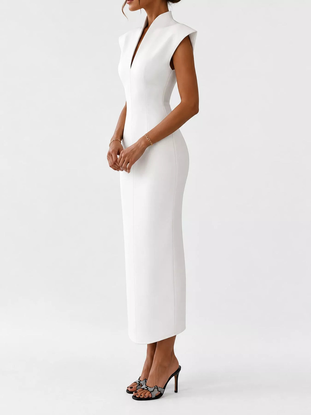 Slit Sleeveless Bodycon Midi Dress