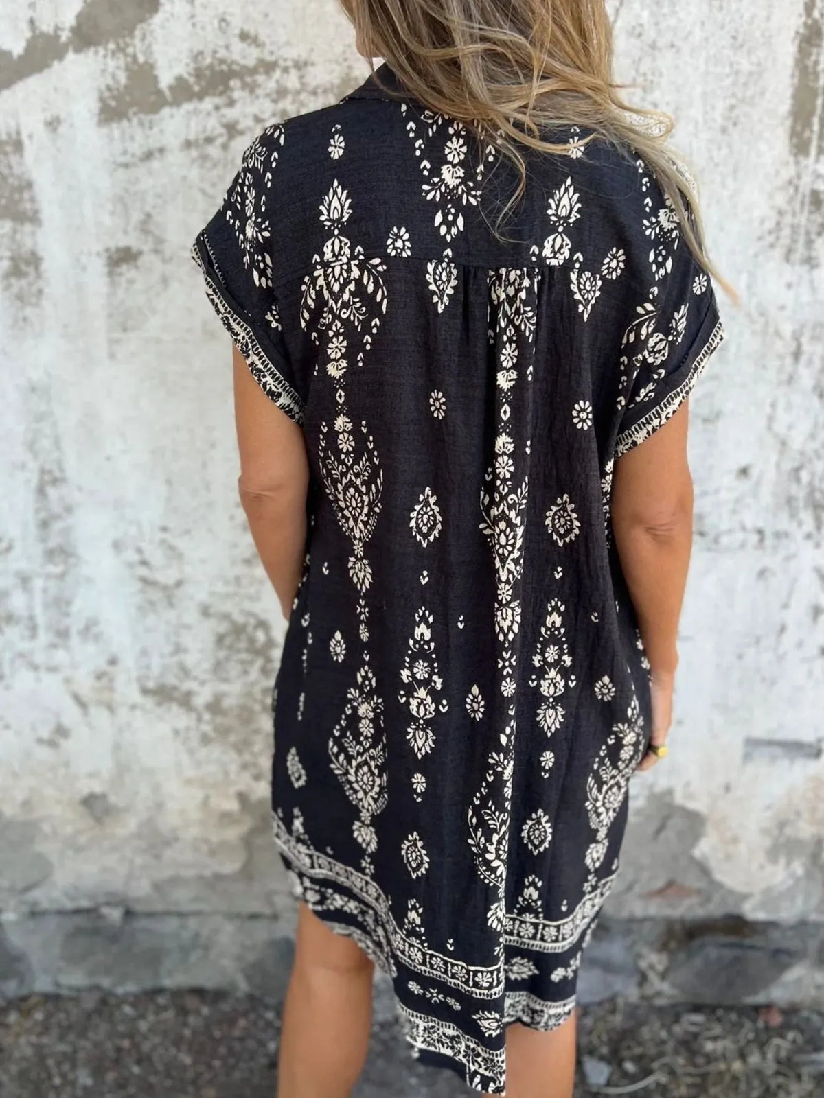 Printed Button-Up Shirt Dress