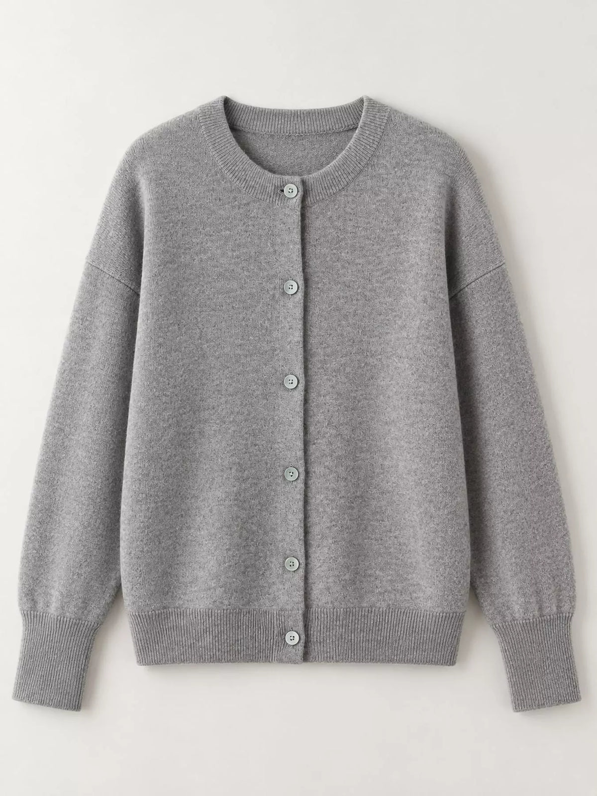 Crew Neck Button-Down Cardigan