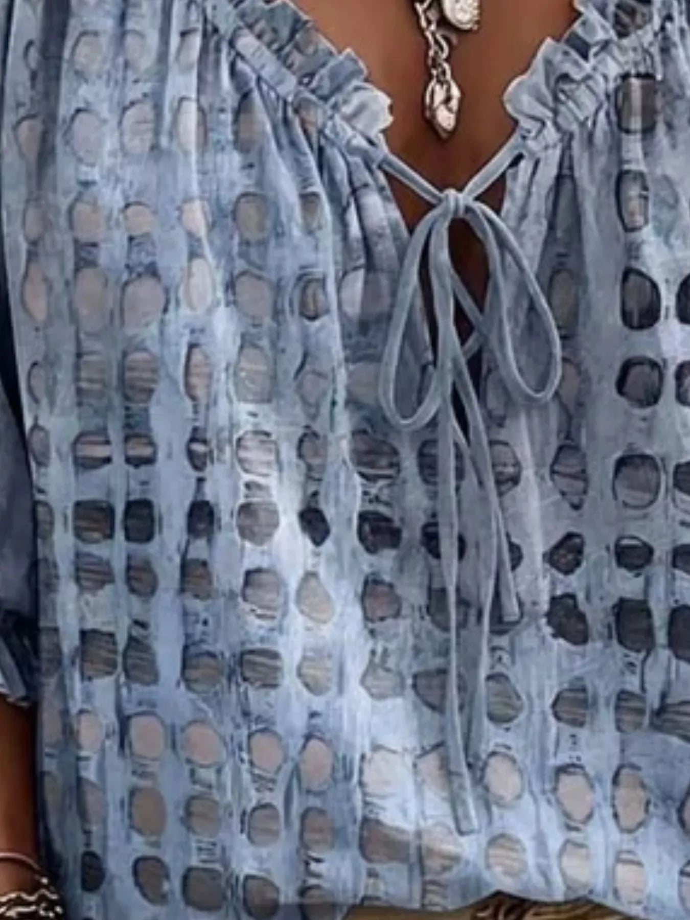 Tie Neck Ruffle Blouse