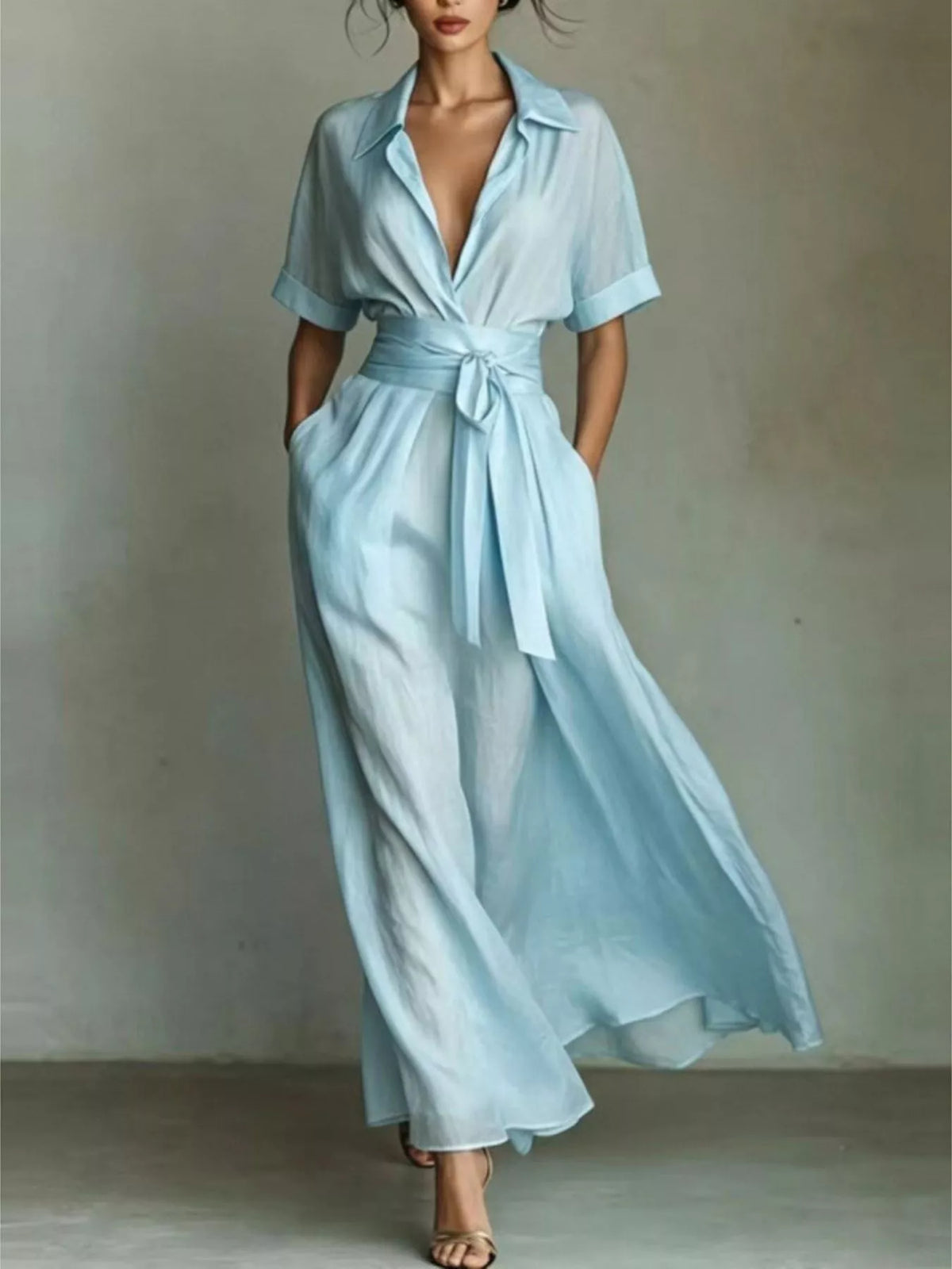 Collared Maxi Shirt Dress