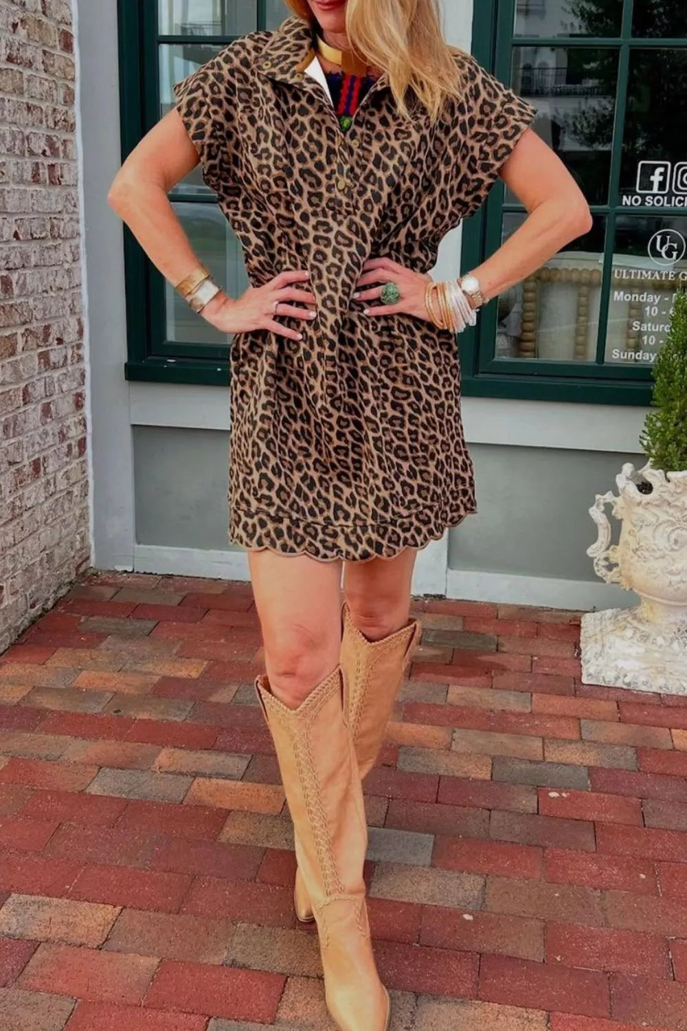 Leopard Print Button-Front Mini Dress