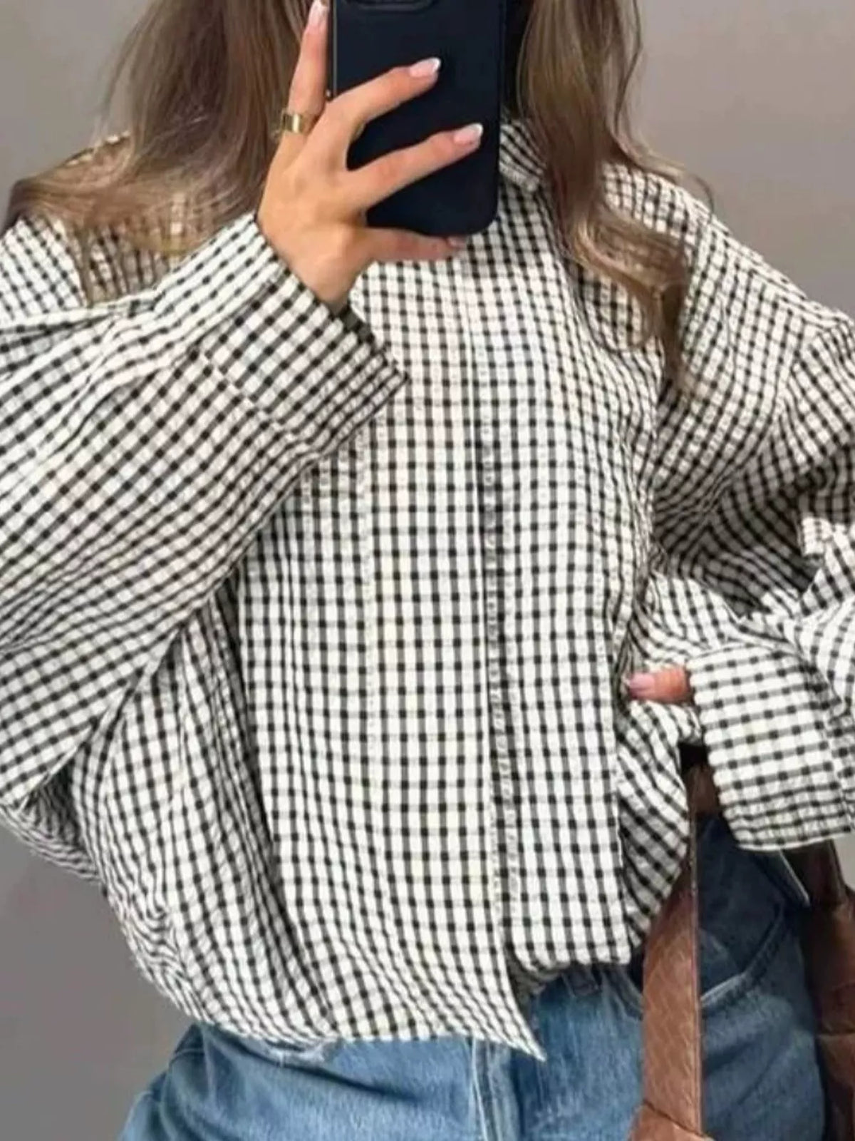 Plaid Stand-Collar Cropped Jacket