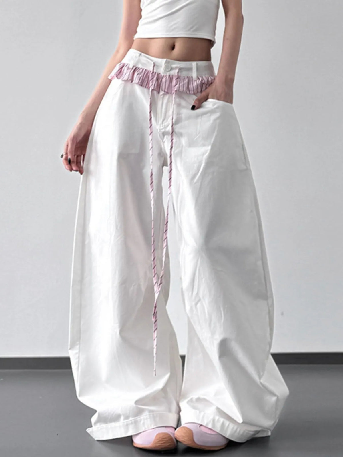 Paperbag Waist Wide Leg Pants