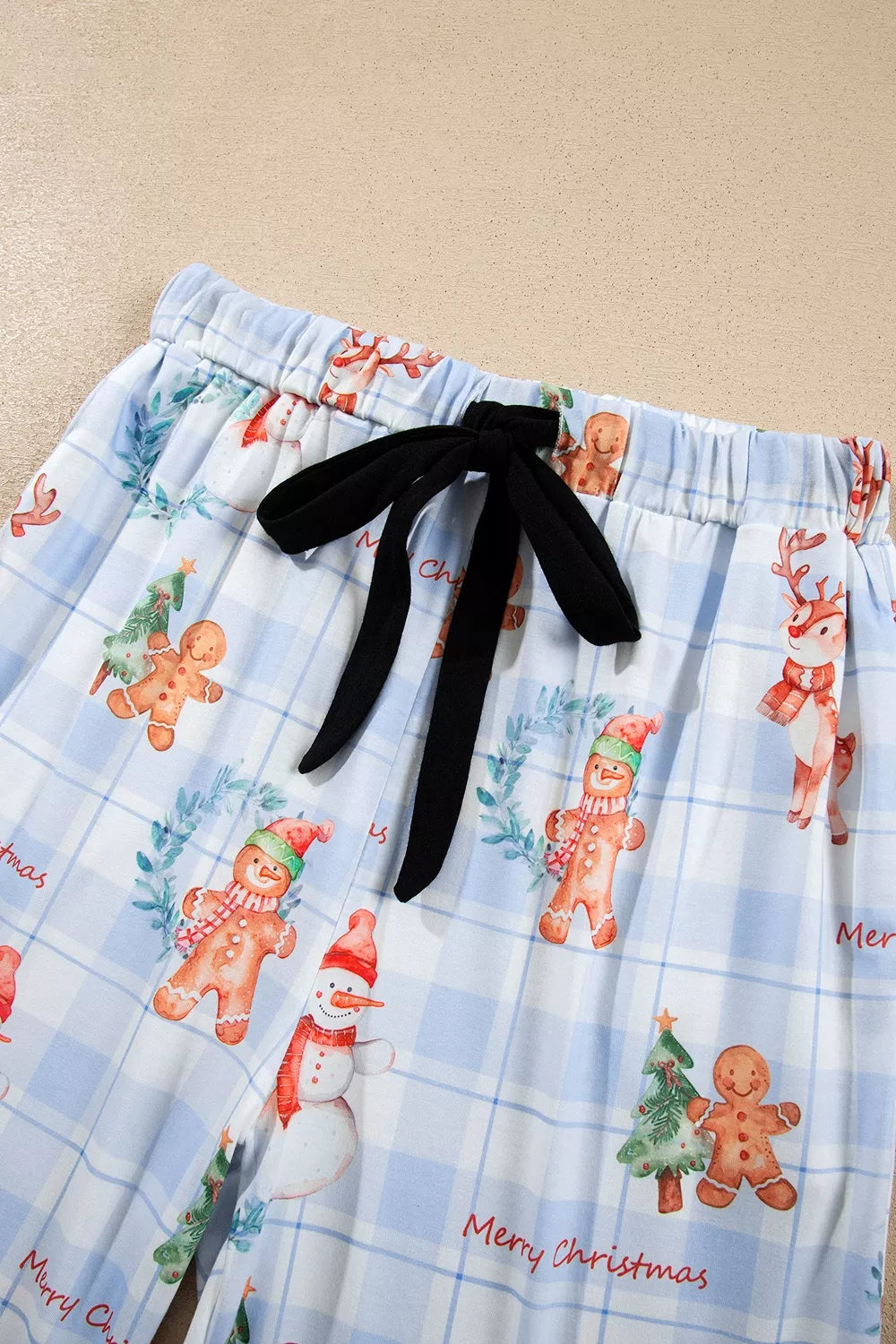 Plaid Christmas Pajama Set in Light Blue