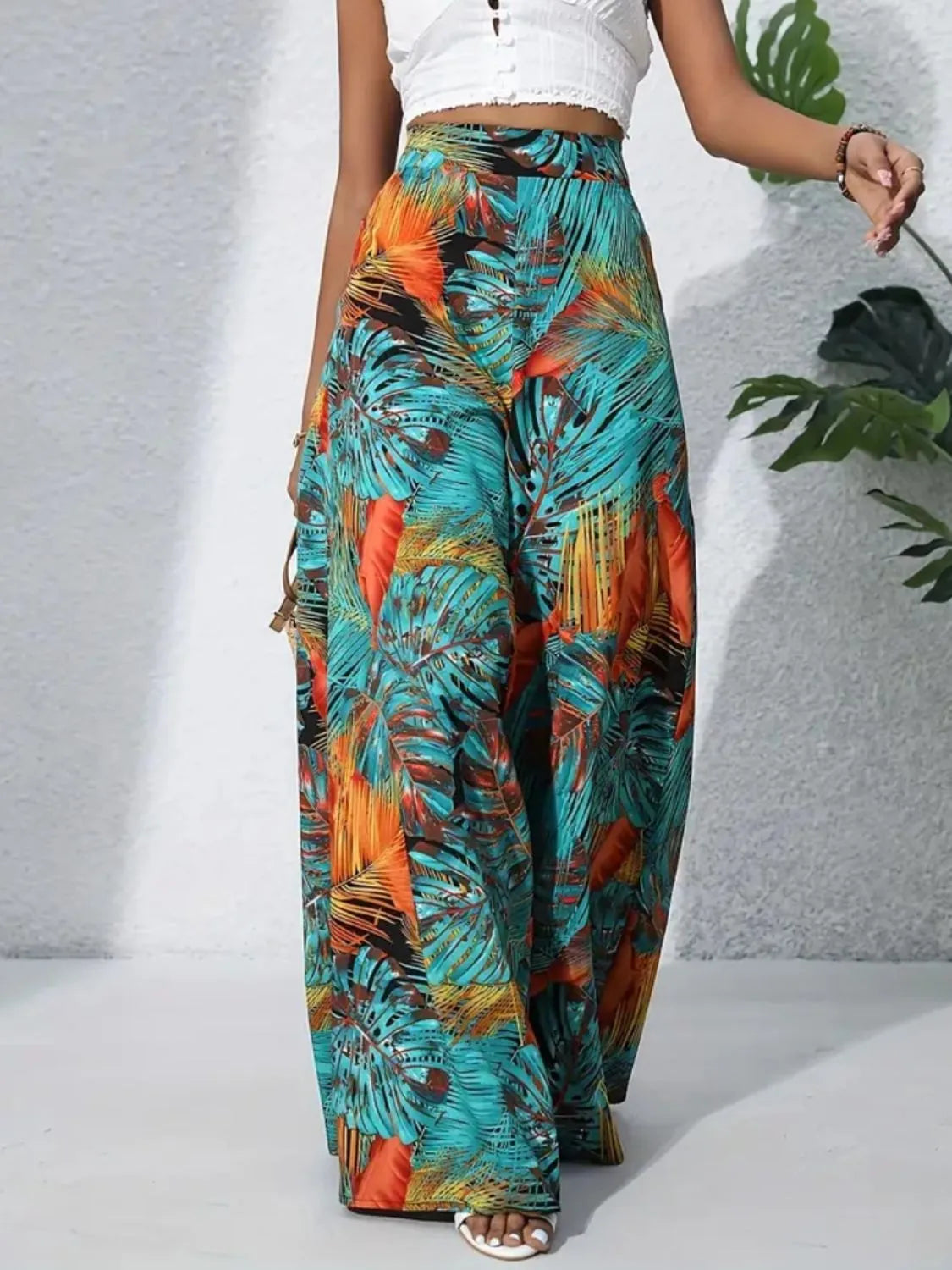 Printed High-Waist Wide Leg Pants
